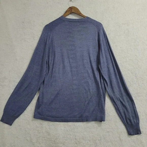 Pronto Uomo Mens Blue Long Sleeve Sweater L 100% Silk 10PT - Picture 2 of 6